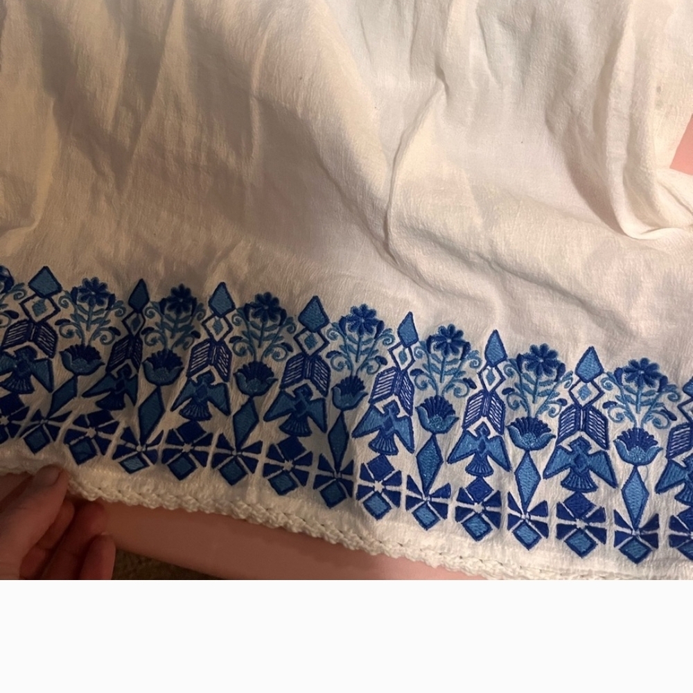 Spell White and Blue Embroidered Dress Sz Xsm - Picture 2 of 5